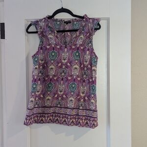 TALBOTS Floral Purple Sleeveless Top